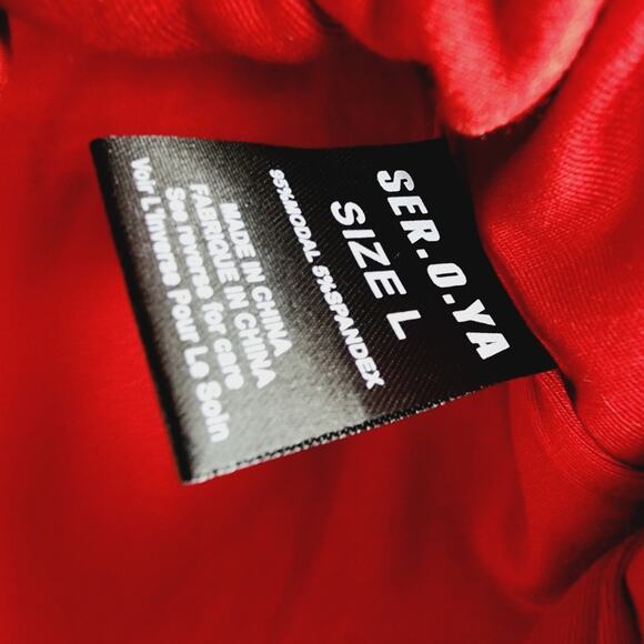 NWT SER.O.YA Ellis Cut Out Crop Top - Red Long Sleeve Twist Keyhole - Large - Picture 9 of 10